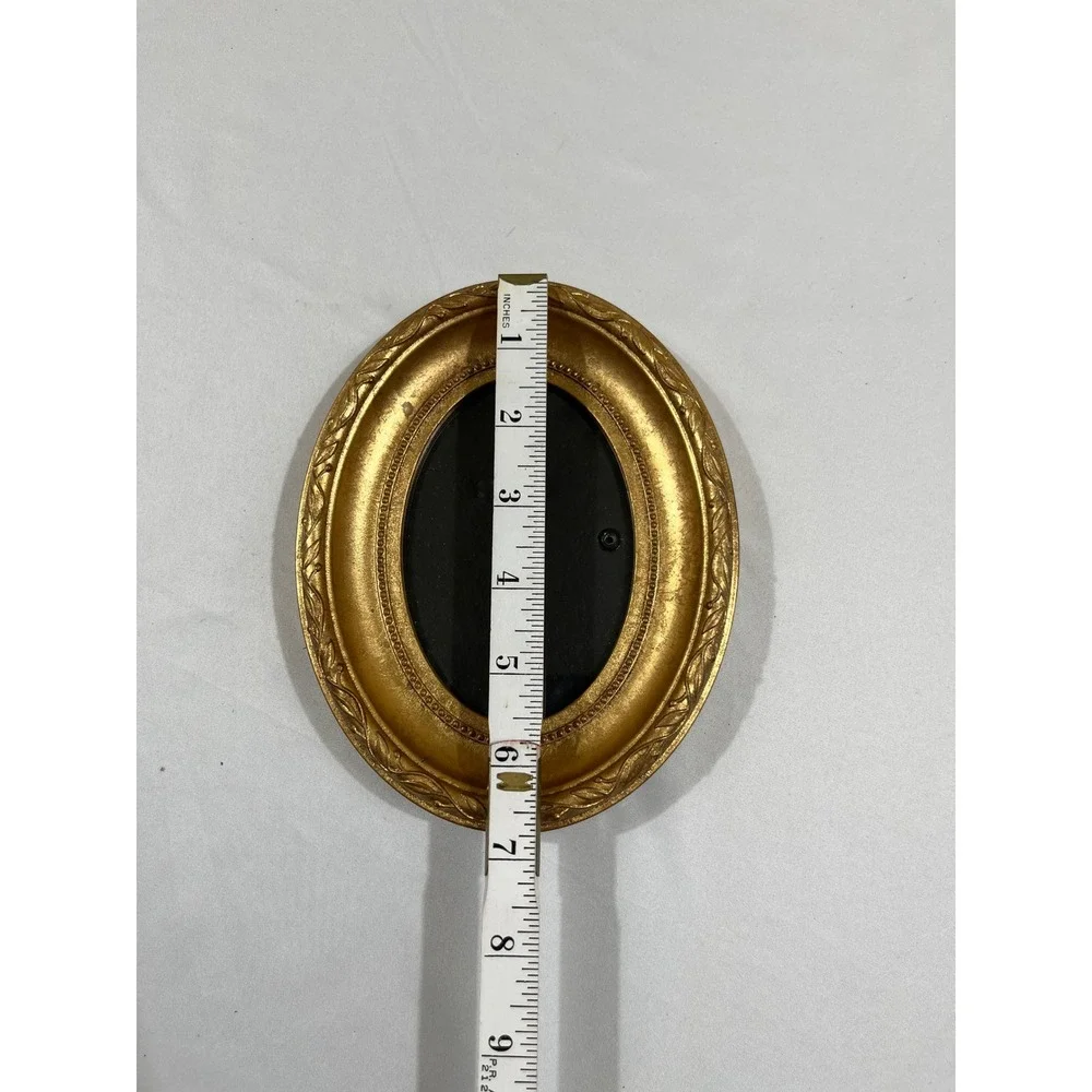Burnes of Boston Picture Frame Small Gold Oval Ornate Embossed Leaf 5x6.5